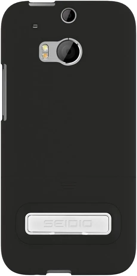 Surface Case with Metal Kickstand and Holster Combo for HTC One (M8) - Retail Packaging - Black