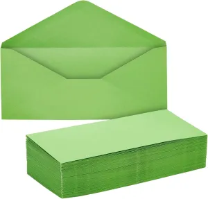 Sustainable Greetings 200 Pack #10 Green Colored Envelopes Bulk - Gummed Seal Letter Size for Party Invitations, Business Mailing, Checks, Holidays, Greeting Cards, Thank You Notes (4 1/8 x 9 1/2 In)