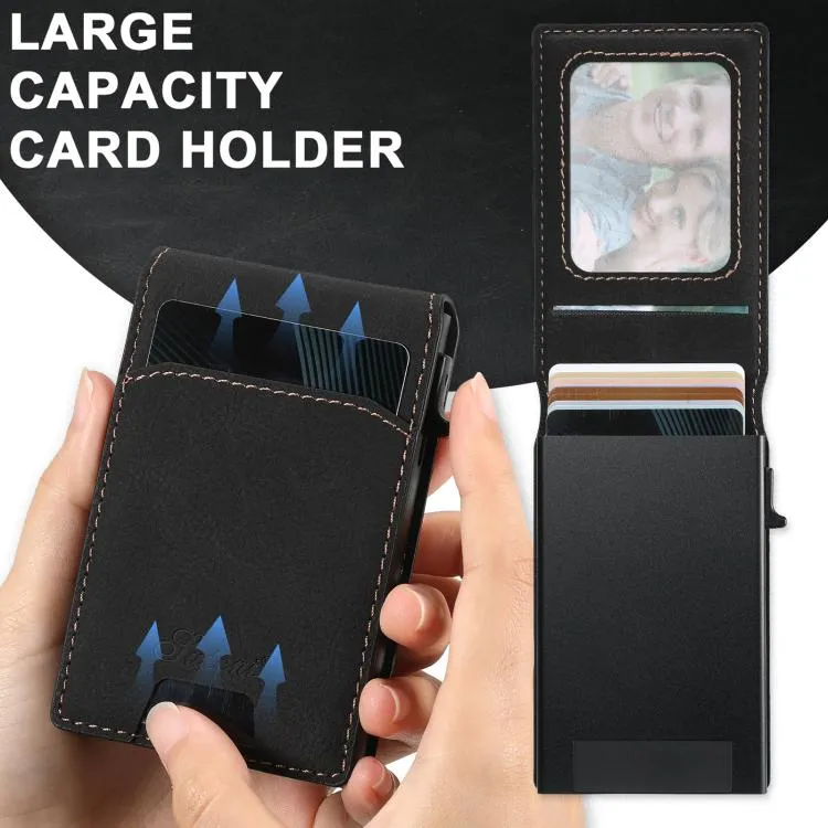 Suteni Litchi Texture Magnetic Key Press Automatically Pop Up Card Box