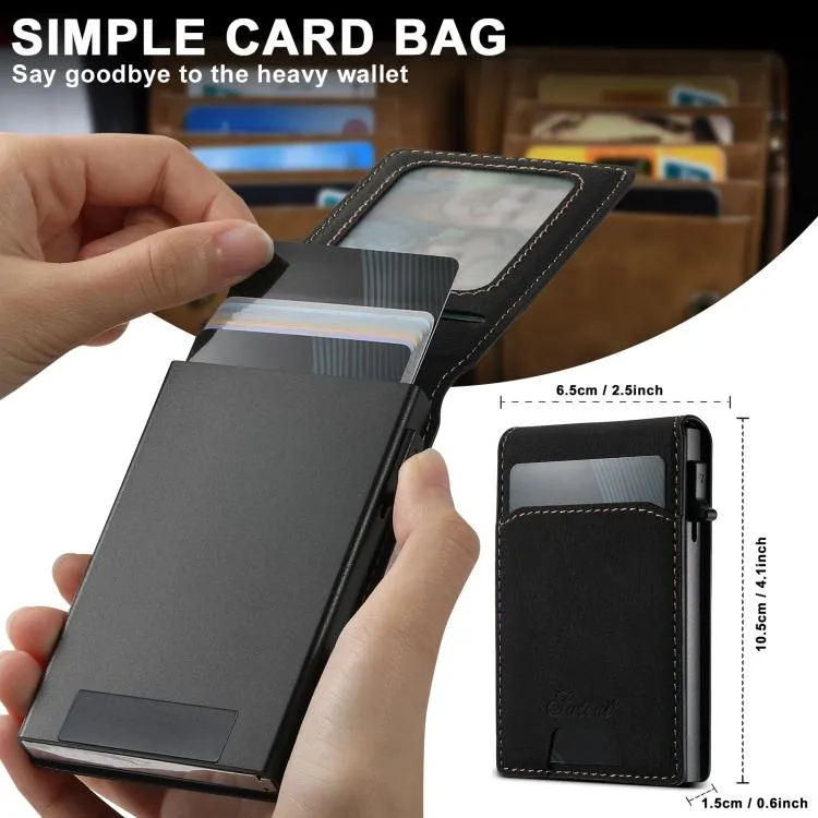Suteni Litchi Texture Magnetic Key Press Automatically Pop Up Card Box