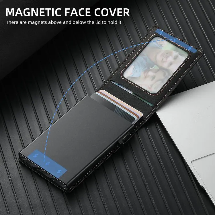 Suteni Litchi Texture Magnetic Key Press Automatically Pop Up Card Box