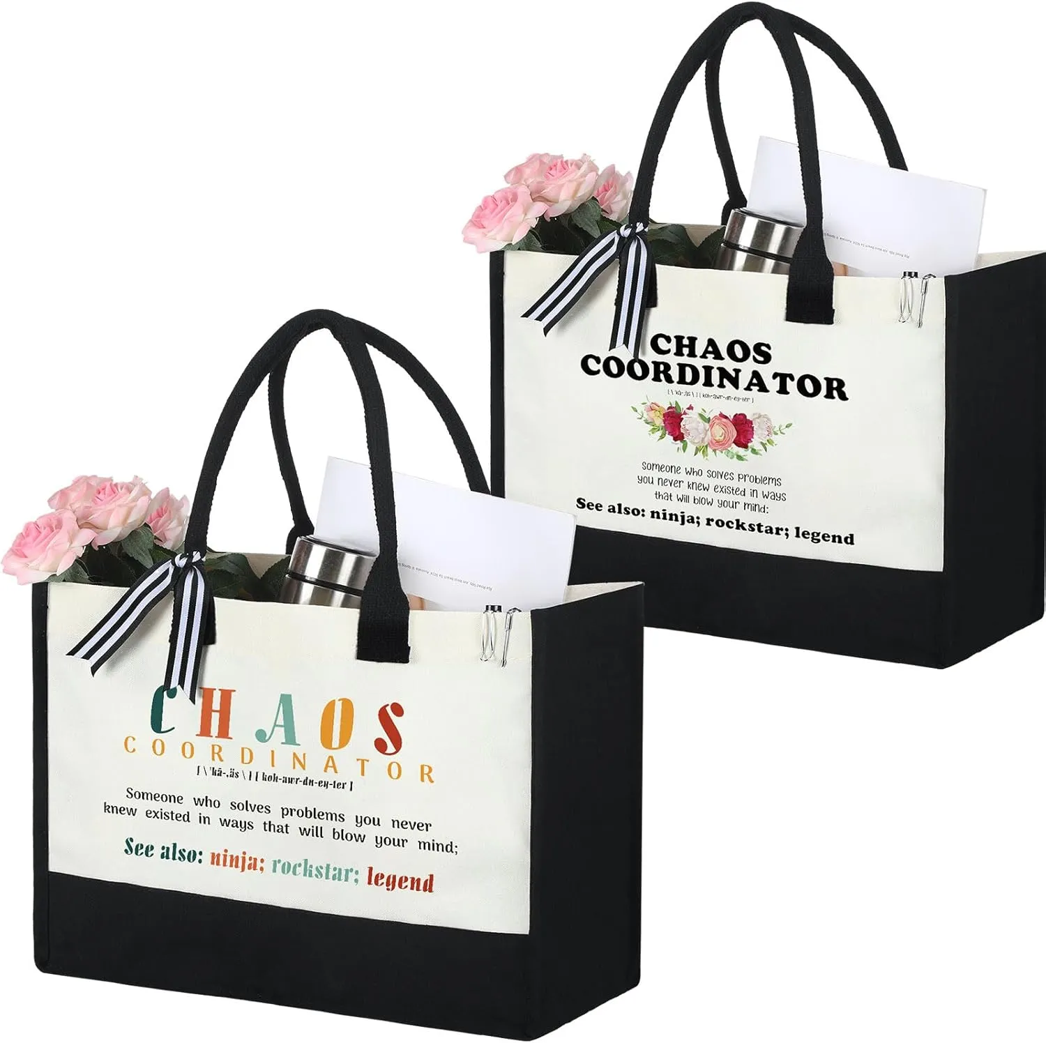 Sweetude Chaos Coordinator Gifts for Women Tote Bag Thank You Coworker Gifts for Teacher Appreciation Boss Day Nurse(Rose)