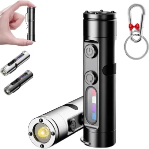Taclite Mini - The Ultimate Everyday Micro Tool, Rechargeable LED Magnetic Super Bright Tactical Flashlight with Hat Clip, IP68 Waterproof, 3 Brightness, For Hiking, Emergency, Hurricane (Black)