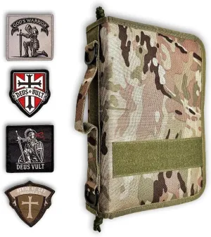 Tactical bible case for men, bible cover for men, bible book cover, bible cover case with patches