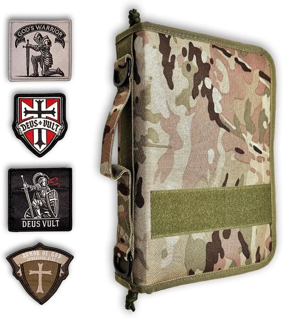 Tactical bible case for men, bible cover for men, bible book cover, bible cover case with patches