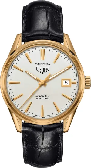 TAG Heuer Carrera Solid 18k Yellow Gold 39mm Men's Watch on Black Leather Strap WAR2140.FC8159