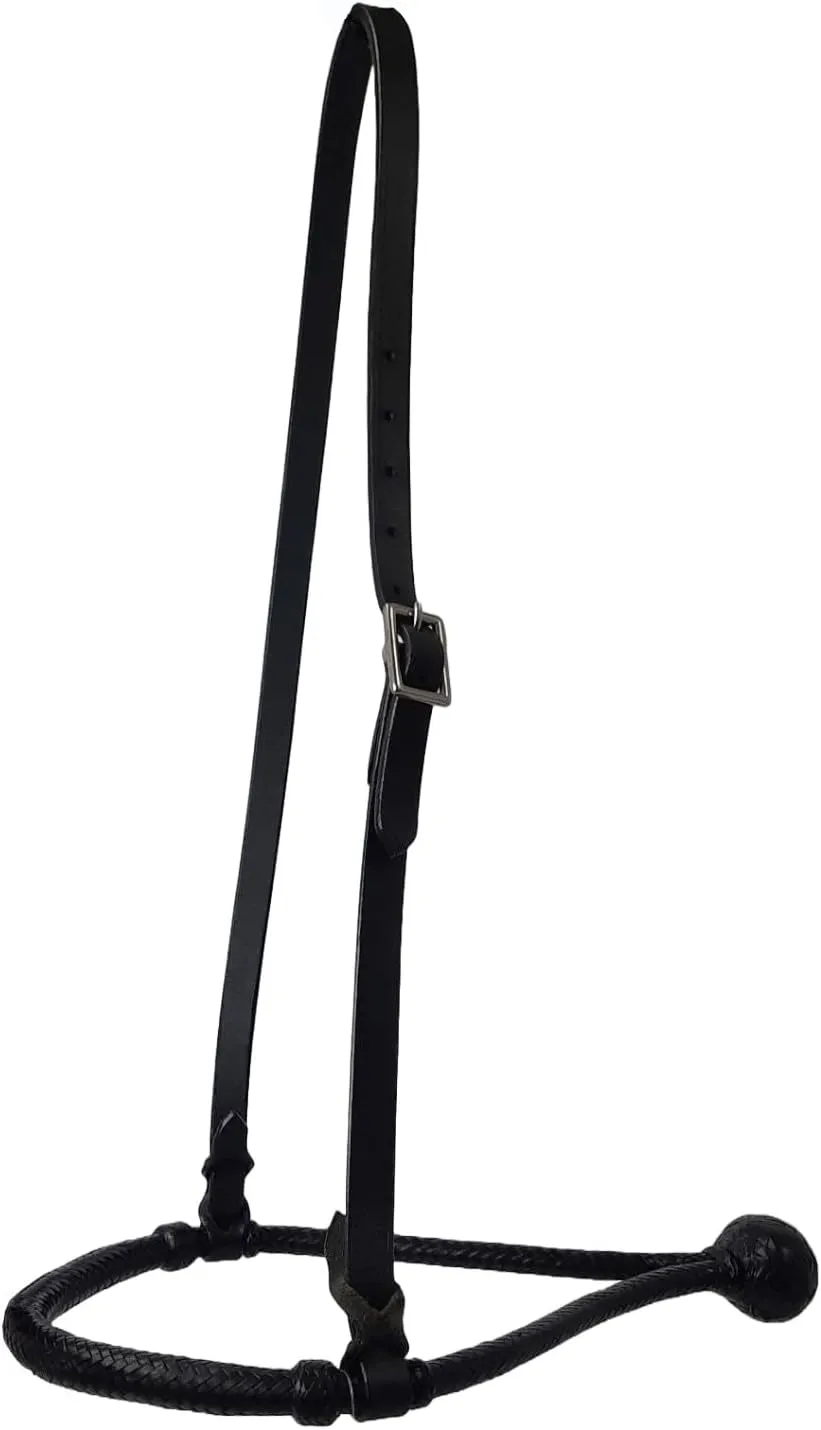 Tahoe 3/8" Natural Rawhide Braided Bosal with Rawhide Core & Leather Hanger Versatile Horse Training Gear with Classic Design & Comfortable Fit Black