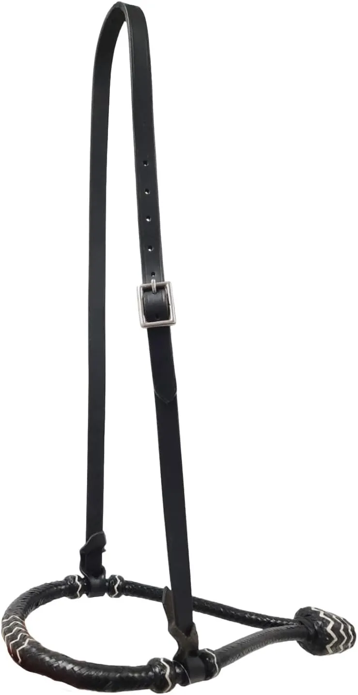 Tahoe 5/8" Natural Rawhide Braided Bosal with Rawhide Core & Leather Hanger Versatile Horse Training Gear with Classic Design & Comfortable Fit Black/Med Oil