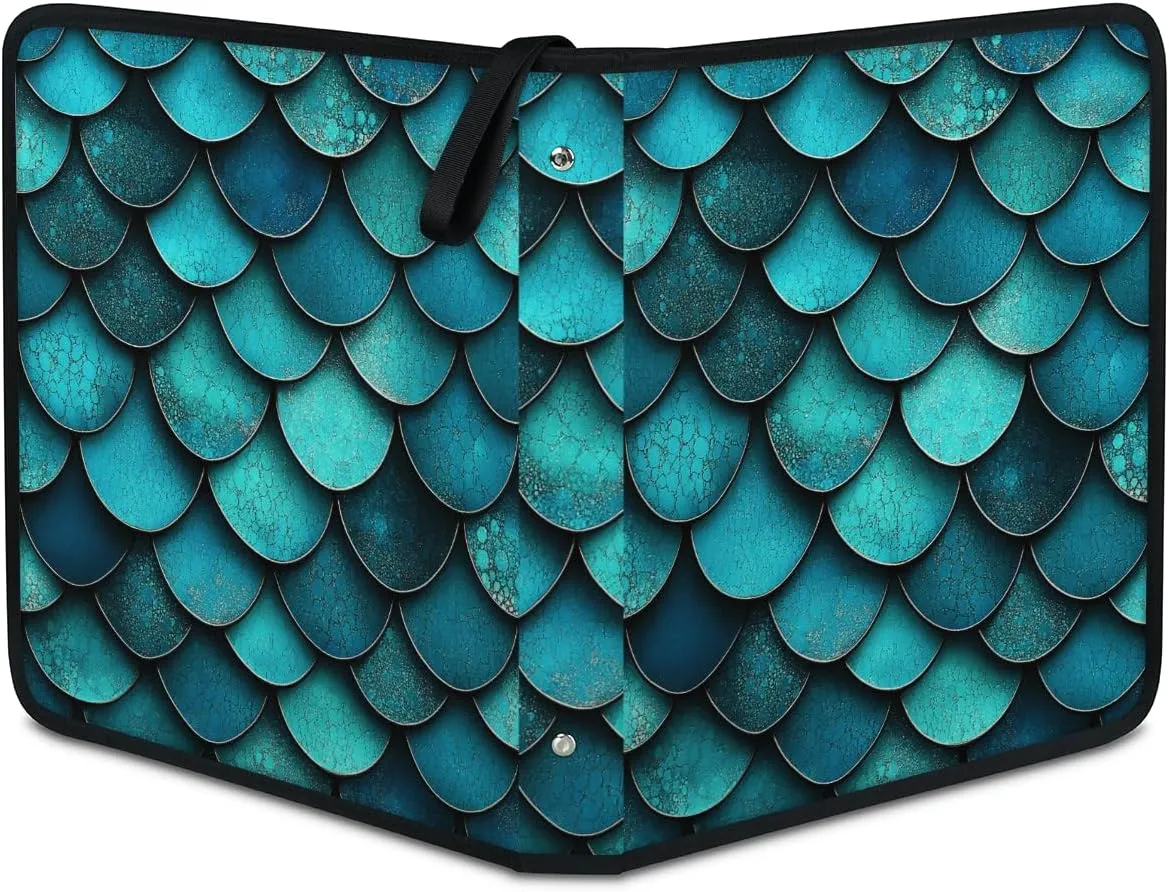 Teal Mermaid Scales Trading Card Binder 9 Pocket 900 Cards Holder Collector Album with 50 Removable Sleeves Toys Gifts for Boys Girls Green Sea Fish Game Sports Cards