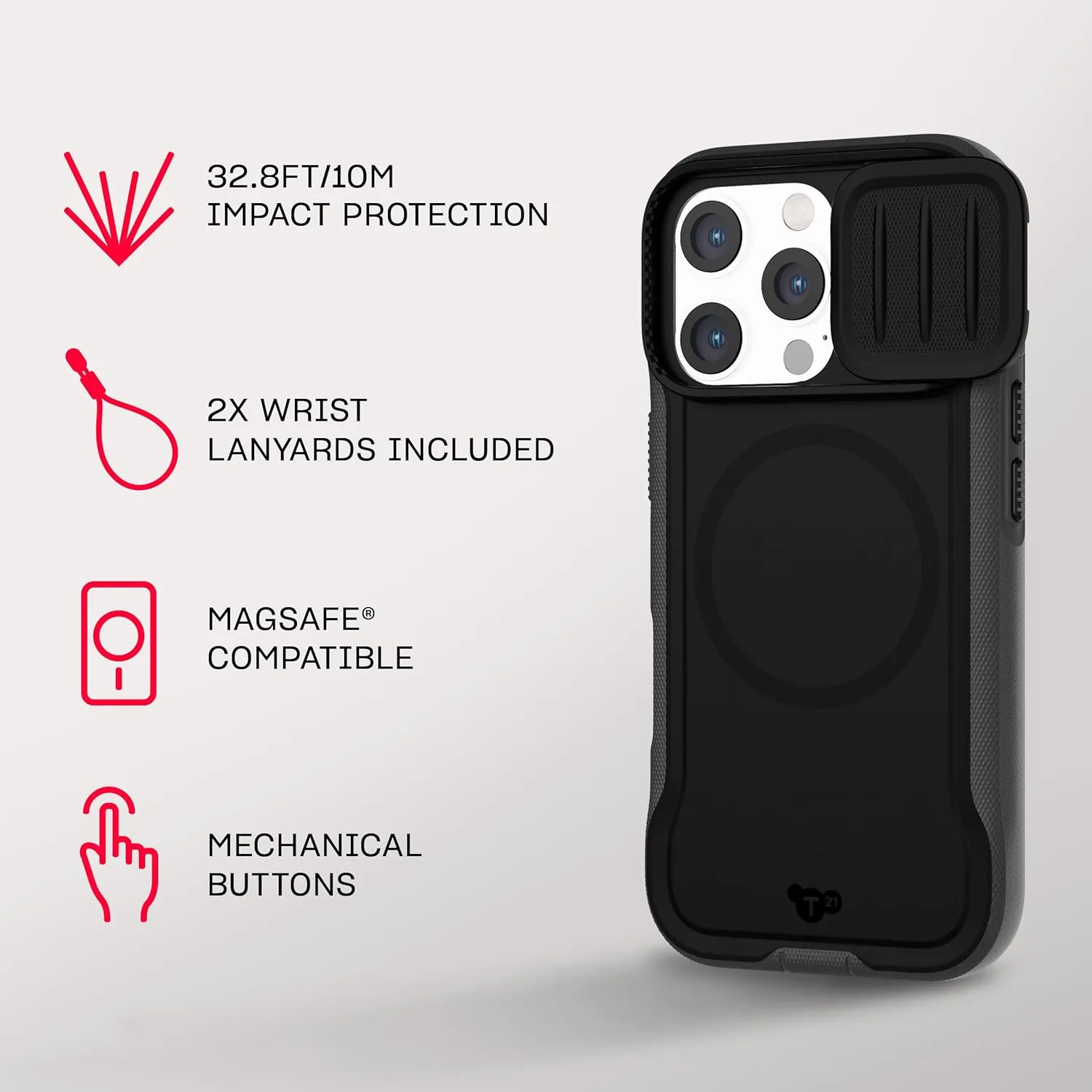 Tech21 EvoMax for iPhone 16 Pro Compatible with MagSafe - Impact Protection Case 21x Military Standard Tested - Camera Shield -in Black/Charcoal