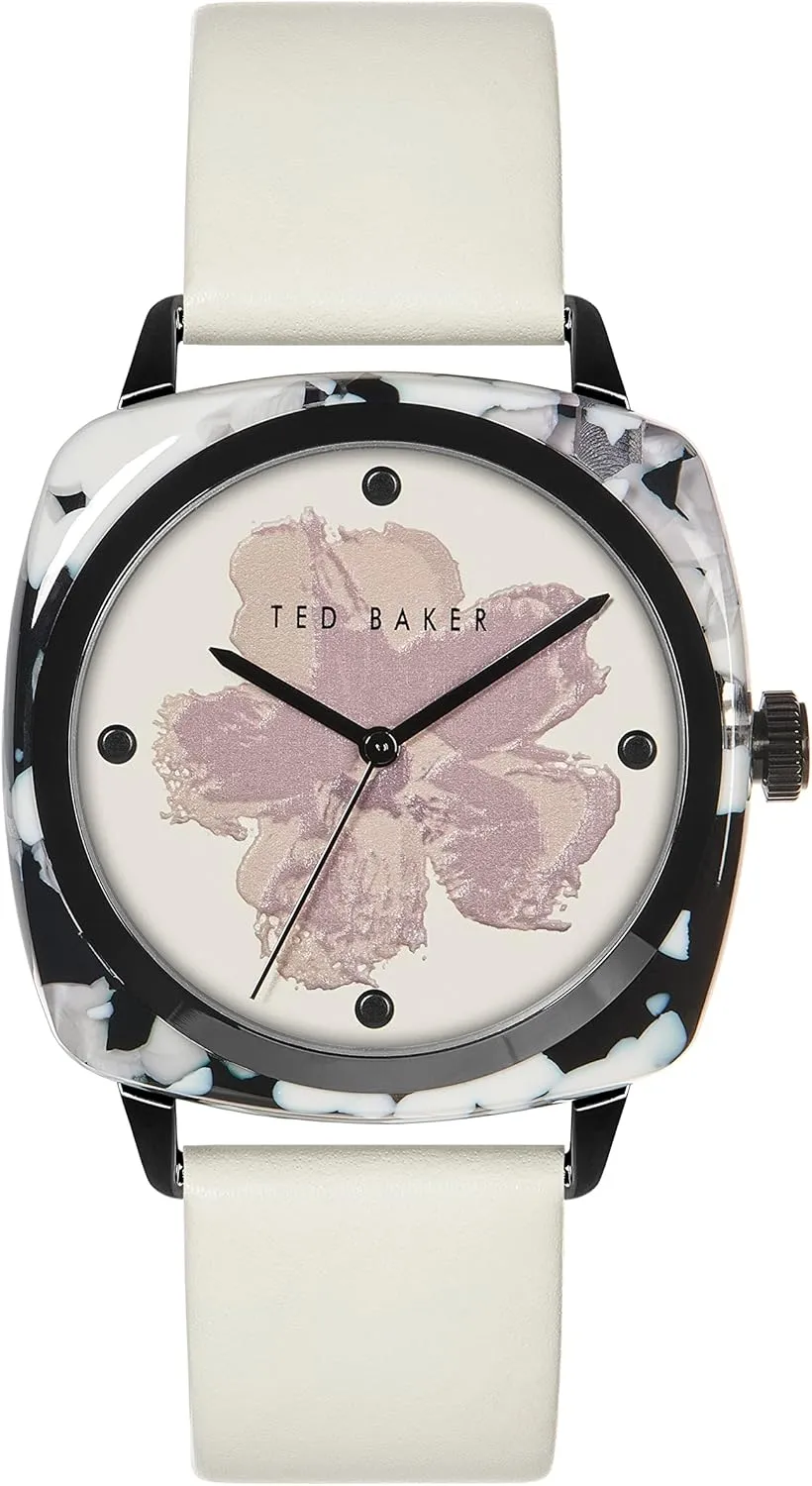 Ted Baker Elsiee Acetate White Leather Strap Watch (Model: BKPELS2029I)