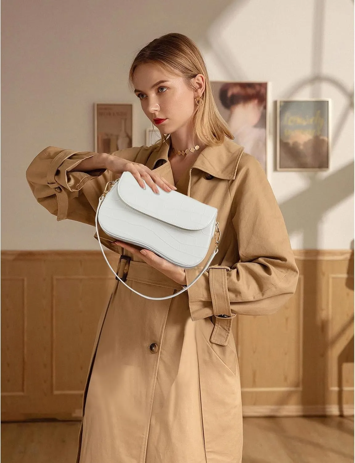 Telena Shoulder Bag for Women Vegan Leather Women's Shoulder Purses Handbags with 2 Removable Strap Crossbody Bag Purses