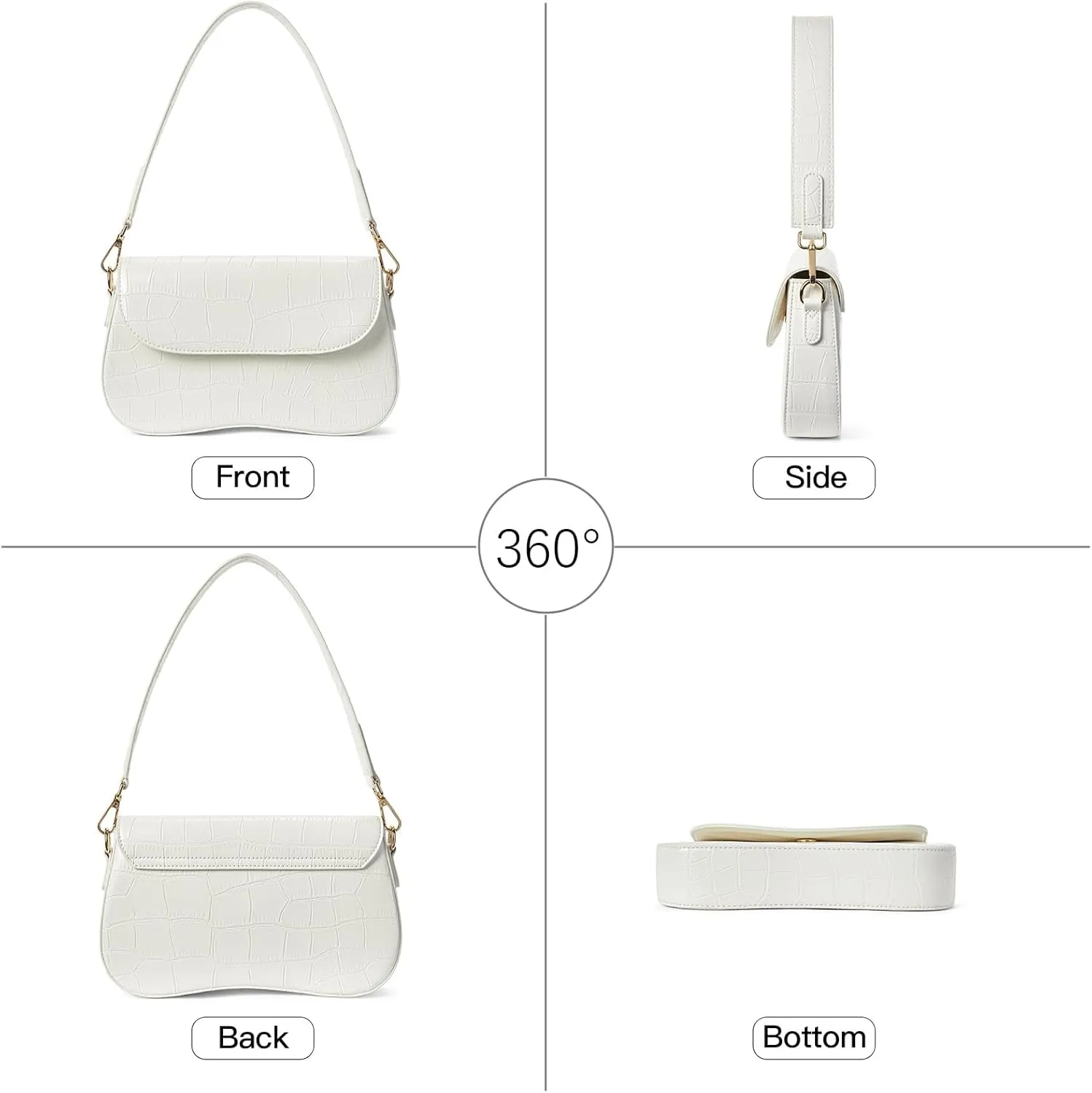 Telena Shoulder Bag for Women Vegan Leather Women's Shoulder Purses Handbags with 2 Removable Strap Crossbody Bag Purses
