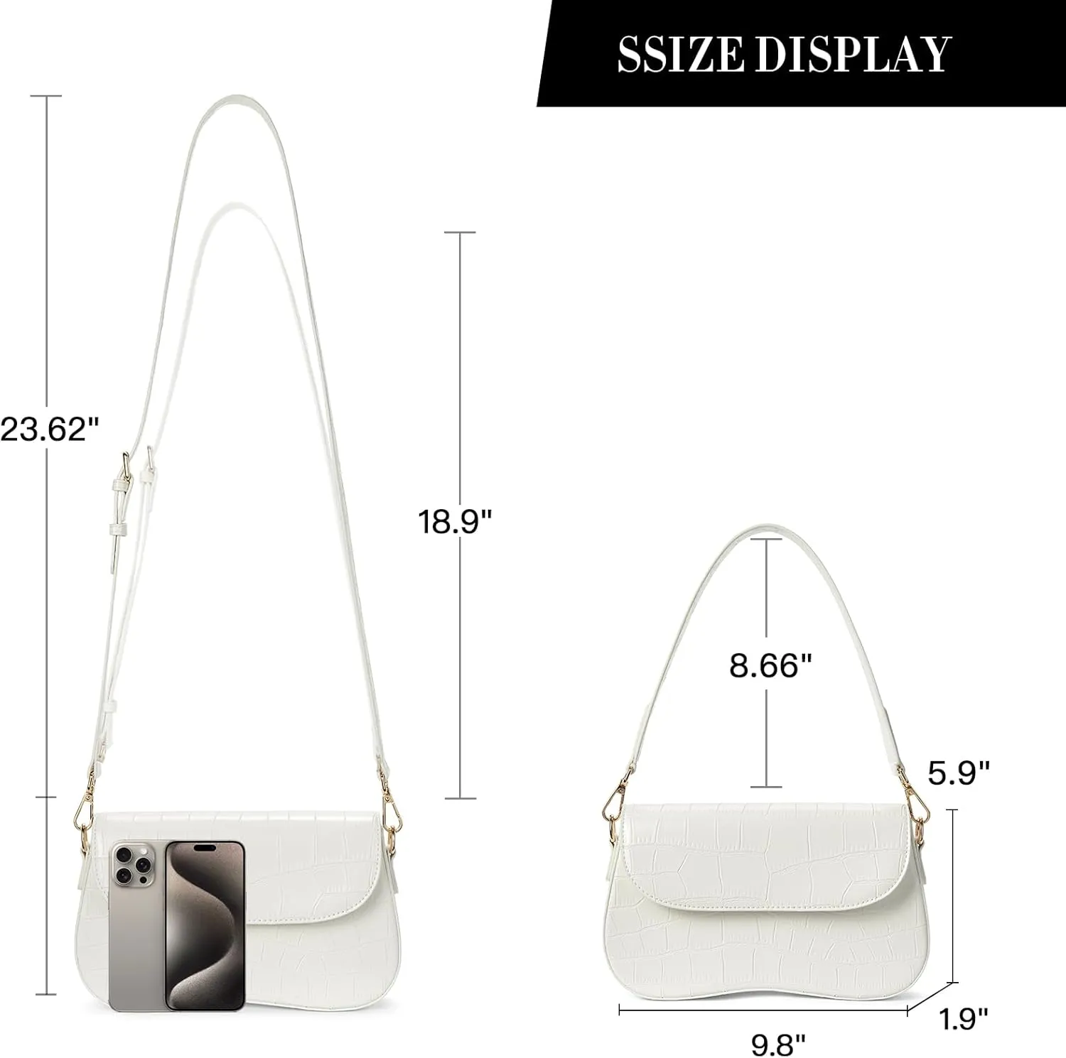 Telena Shoulder Bag for Women Vegan Leather Women's Shoulder Purses Handbags with 2 Removable Strap Crossbody Bag Purses