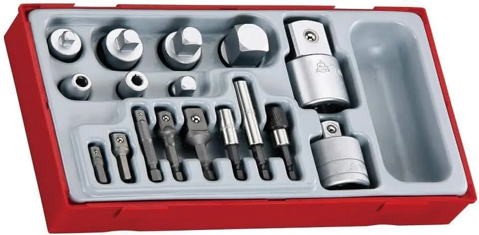 Teng Tools 17 Piece Mixed Drive Socket and Hex Bit Adapter and Accessory Set - TTADP17
