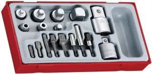 Teng Tools 17 Piece Mixed Drive Socket and Hex Bit Adapter and Accessory Set - TTADP17