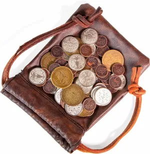 The Dragon's Hoard: 60 Real Metal Fantasy Coins with Leather Pouch | Board Game Accessory for Tabletop RPG Role-Play Strategy Games | Bronze, Silver, and Gold Colored Coins