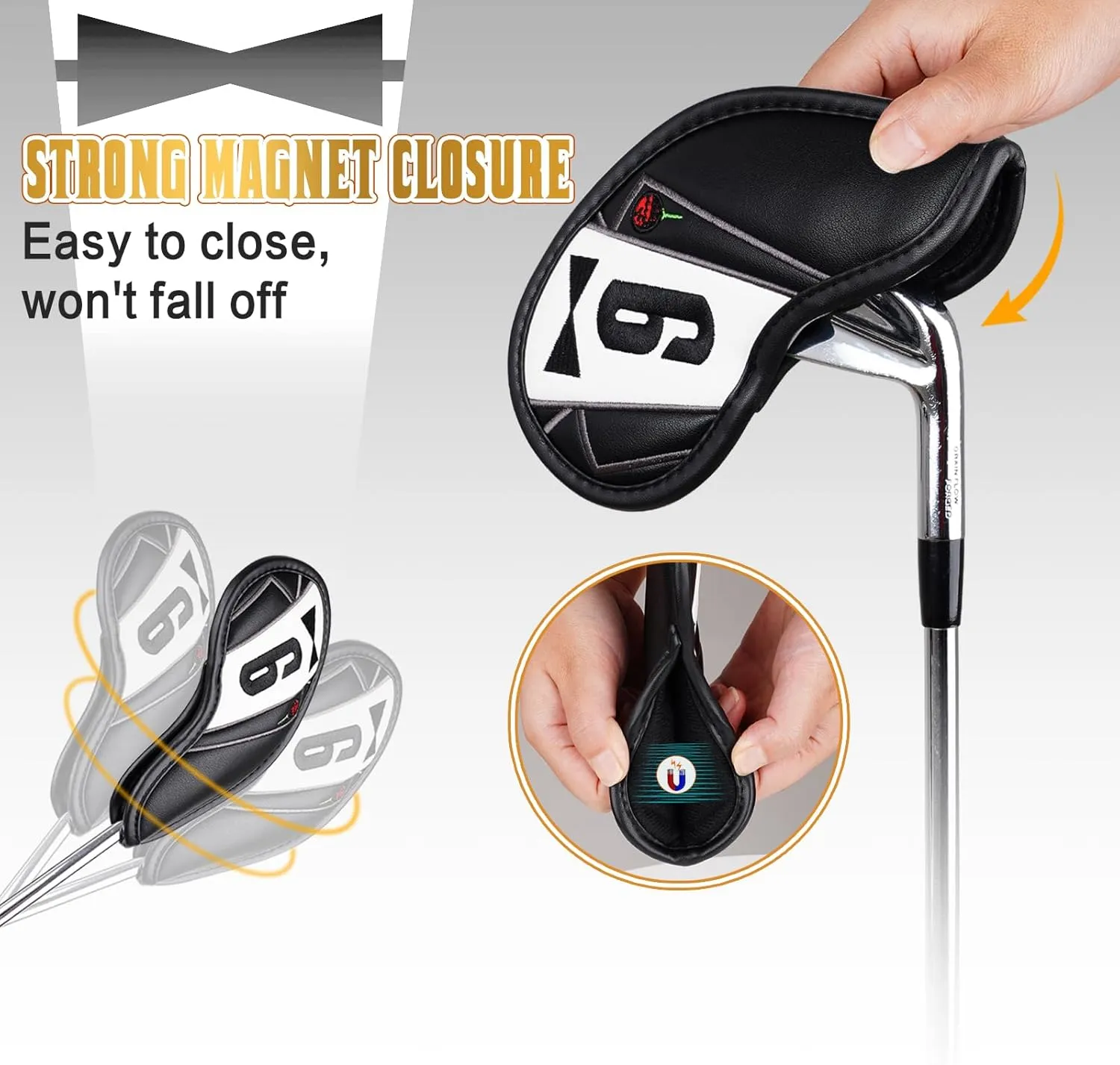 The Golf Father Golf Club Covers, Driver Fairway Hybrid Headcover, Funny Putter Cover Magnetic, Black & White Color Iron Covers,Golf Gifts for Men