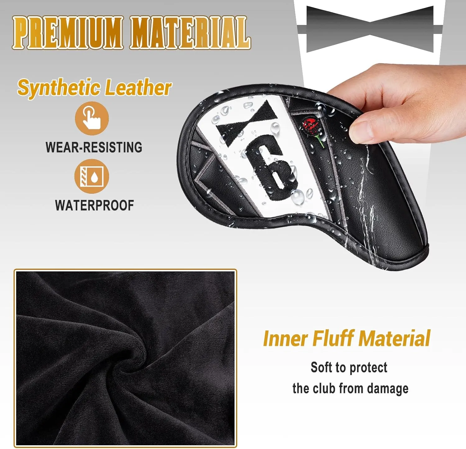 The Golf Father Golf Club Covers, Driver Fairway Hybrid Headcover, Funny Putter Cover Magnetic, Black & White Color Iron Covers,Golf Gifts for Men