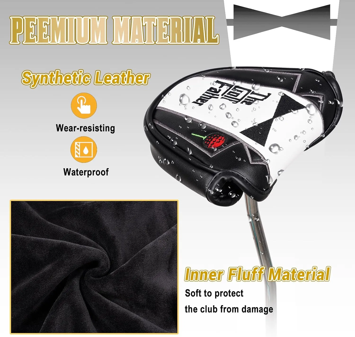 The Golf Father Golf Club Covers, Driver Fairway Hybrid Headcover, Funny Putter Cover Magnetic, Black & White Color Iron Covers,Golf Gifts for Men