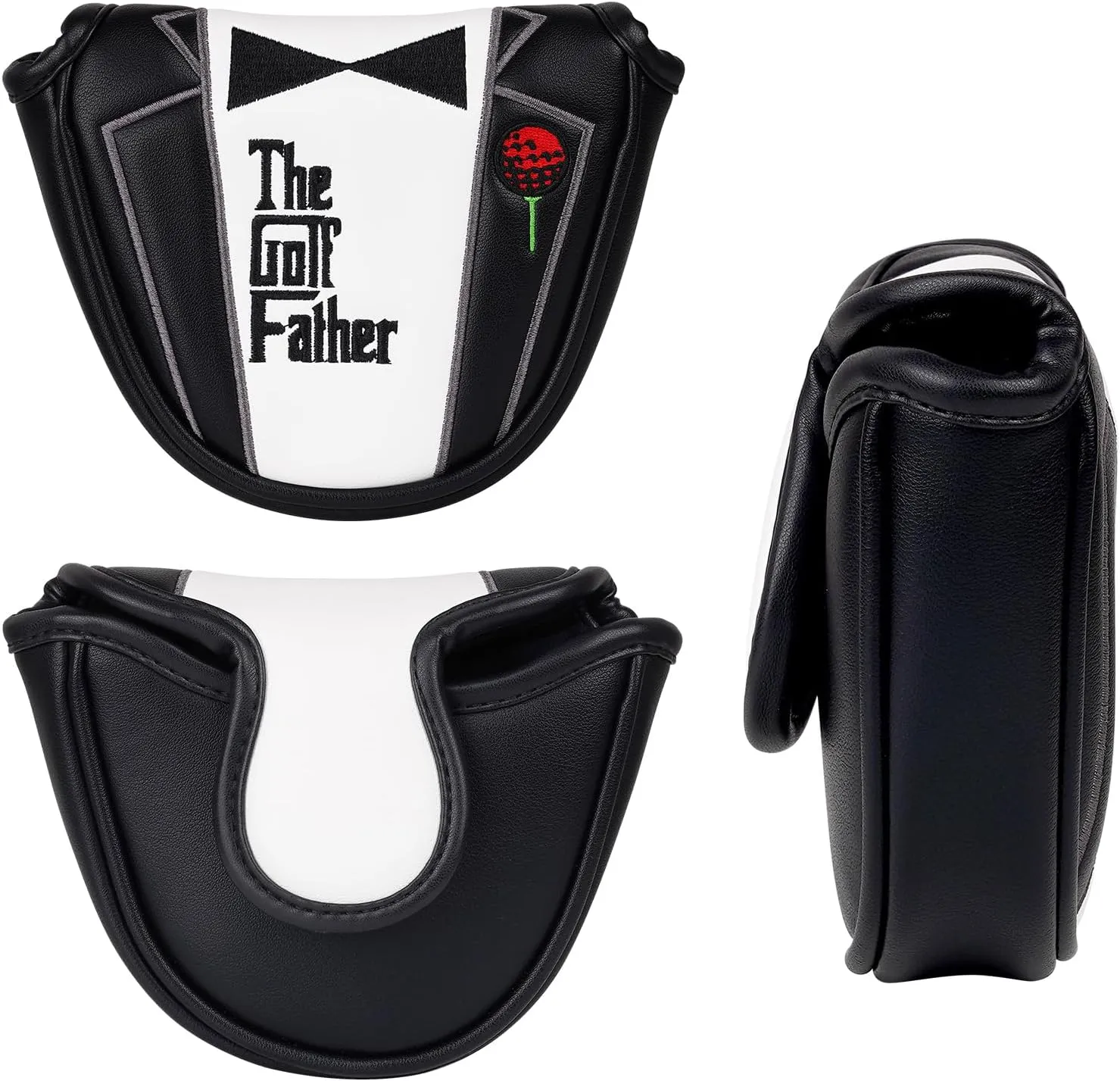 The Golf Father Golf Club Covers, Driver Fairway Hybrid Headcover, Funny Putter Cover Magnetic, Black & White Color Iron Covers,Golf Gifts for Men