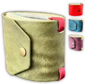 The Lava Cash Wrap Wallet, Handmade Leather Money Wallet Organizer, Handy Purse Bands with Magnetic Clasp, Money Organizer for Cash & Cards, Slim Pocket Wallet for Men & Women (Green)