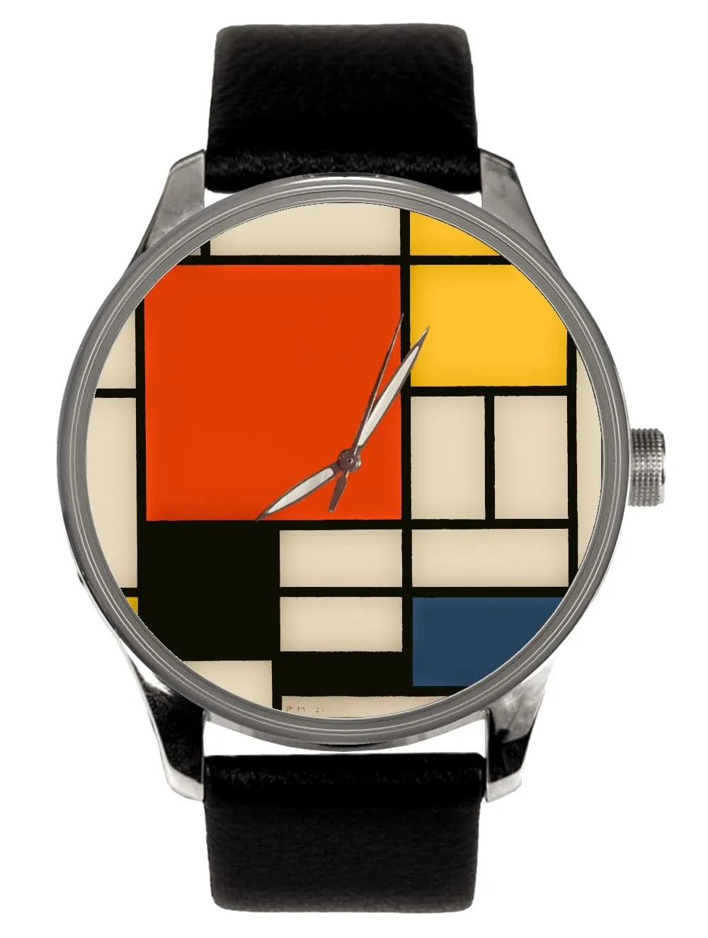 The Piet Mondrian Watch. Ceramic Finish Red White Blue & Yellow, Contemporary Design Art Solid Brass Collectible Mens' Watch