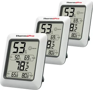 ThermoPro TP50 3 Pieces Digital Hygrometer Indoor Thermometer Room Thermometer and Humidity Gauge with Temperature Humidity Monitor