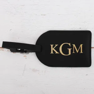 Threadart Personalized with Monogram Luggage Tag - Custom Luggage Tags - Bridesmaid Gift, Destination Wedding Gift, Wedding Favor, Travel Gift - Black