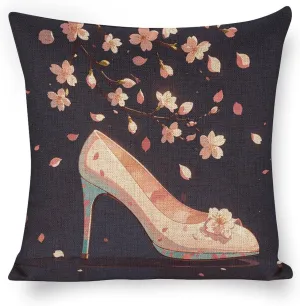 Throw Pillow Covers 18 X 18 Inches Square Crystal High Heels Cushion Case for Bedroom Sofa Soft Linen Decorative Pillow Case for Couch Bed Chair No Pillow Insert