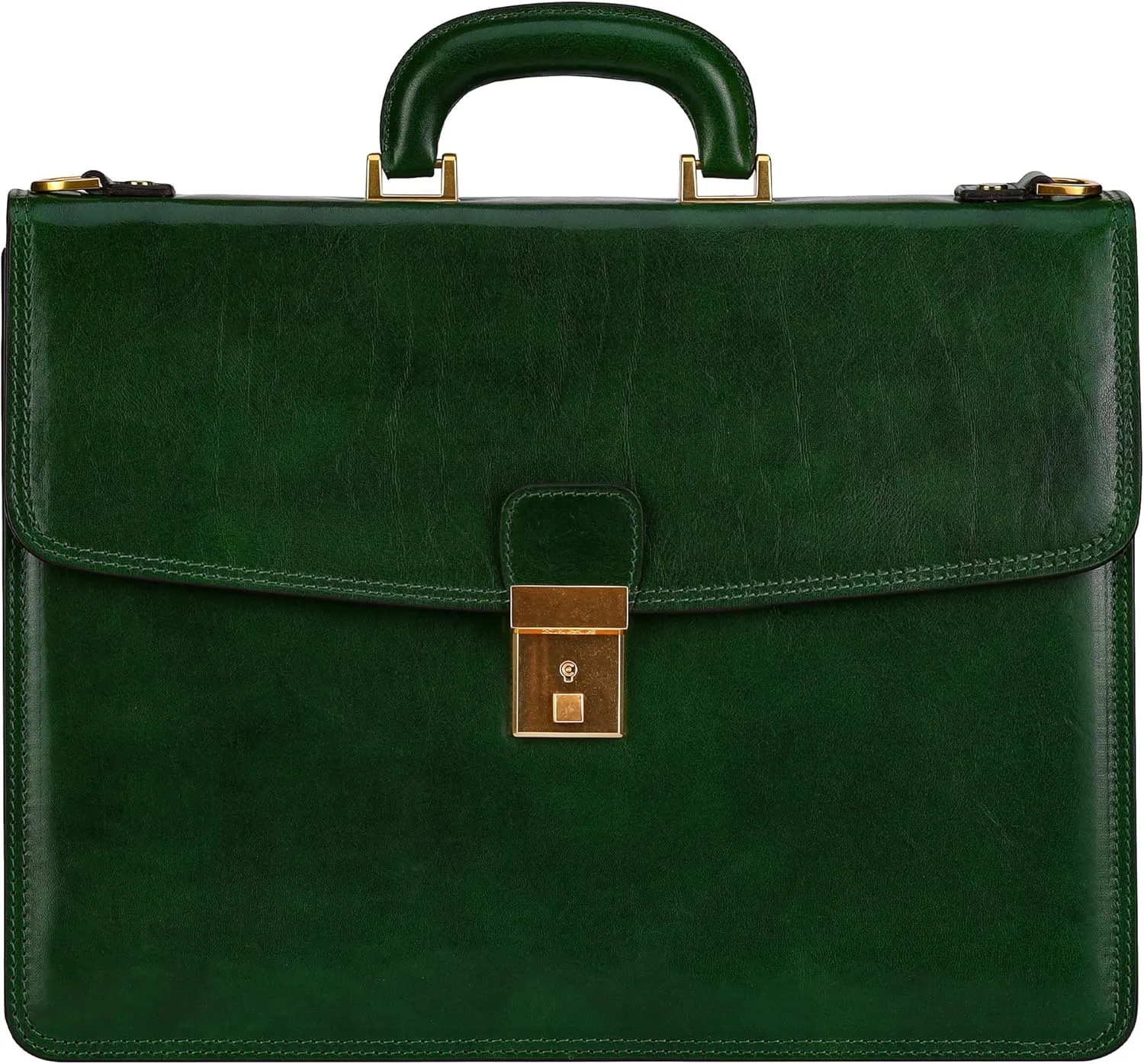 Time Resistance Leather Briefcase - Italian Handmade Leather Laptop Bag - Handbag for Men - Professional Computer Case