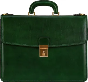 Time Resistance Leather Briefcase - Italian Handmade Leather Laptop Bag - Handbag for Men - Professional Computer Case