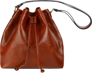 Time Resistance Leather Bucket Bag - Full-Grain Leather Handbag for Women - Italian Handmade Shoulder Bag