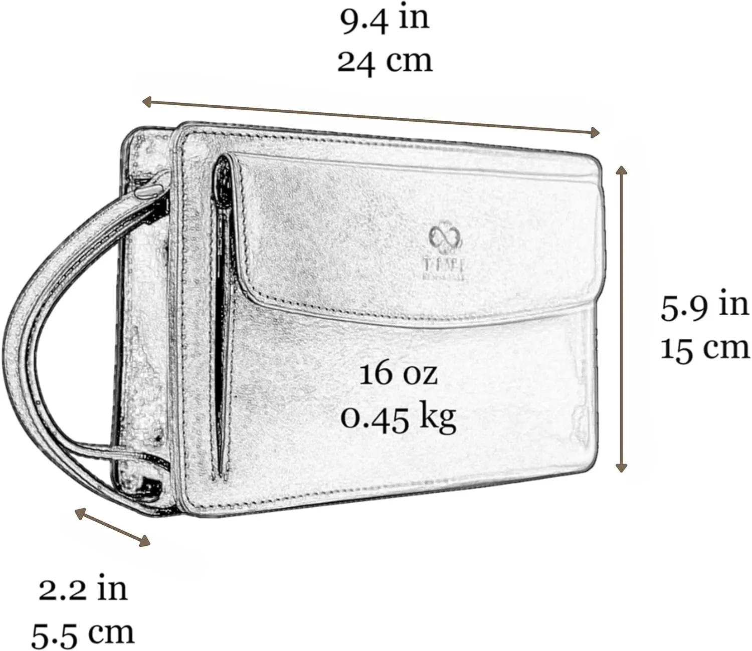 Time Resistance Leather Clutch for Men Organizer Wrist Bag Briefcase Handmade in Italy Gift Box Included