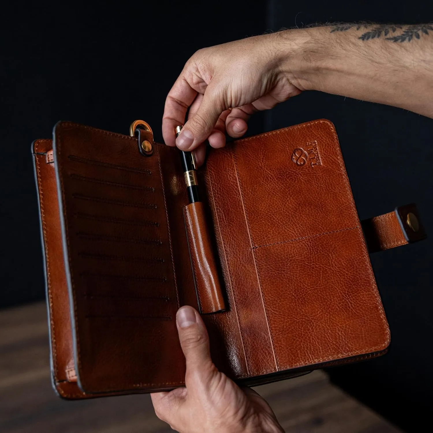 Time Resistance Leather Clutch - Men's Organizer Wrist Bag - Briefcase Handmade in Italy