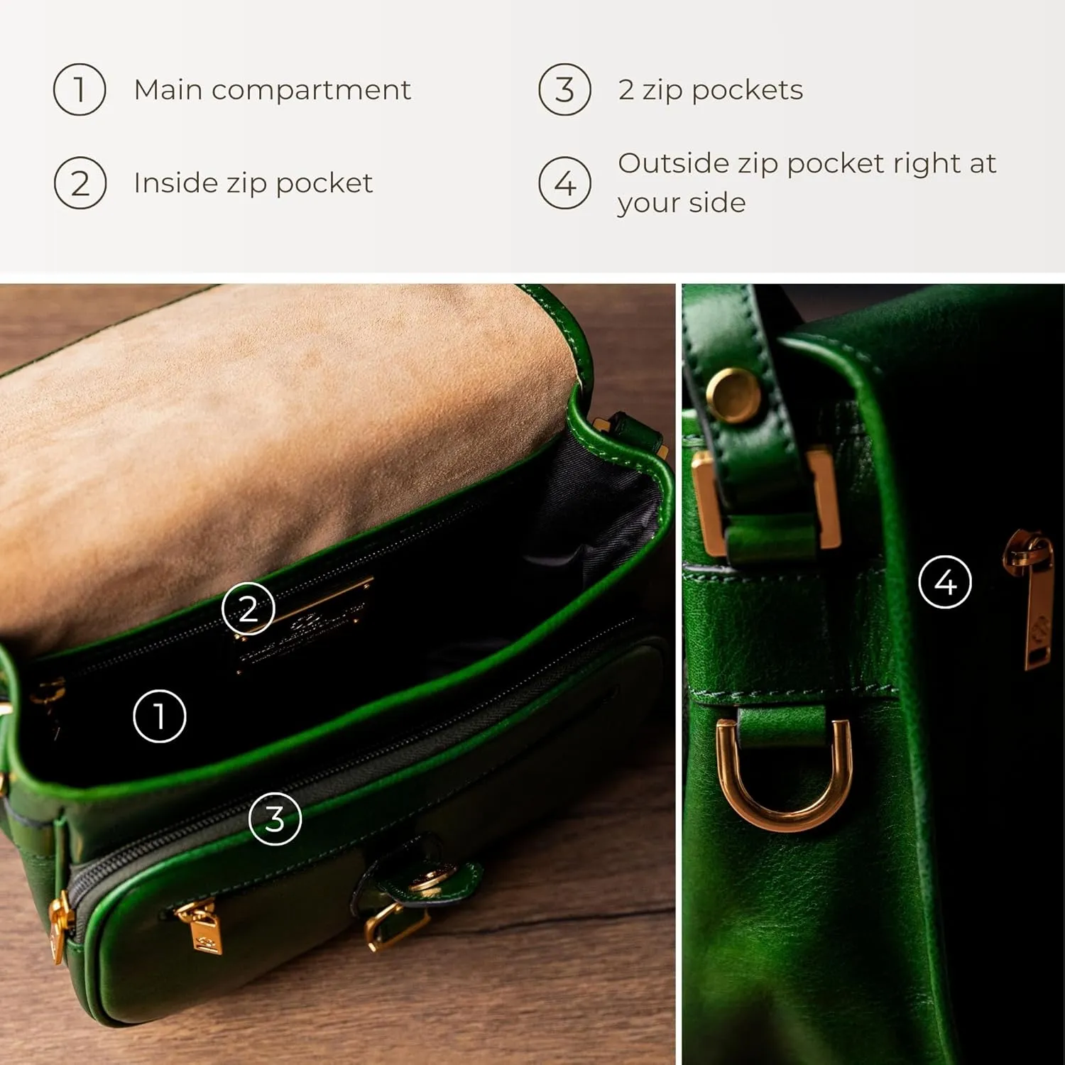 Time Resistance Leather Cross Body Bag for Women - Handbag, Shoulder, Messenger, Purse
