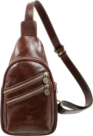 Time Resistance Leather Crossbody Bag - Brown Sling Bag - Messenger Bag for Men and Women - Handmade Shoulder Bag Backpack