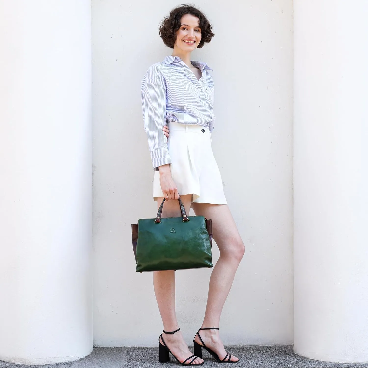 Time Resistance Leather Handbag for Women - Italian Handmade Bag - Top Handle Bag - Ladies Handbag - Cowhide Purse - Shopper