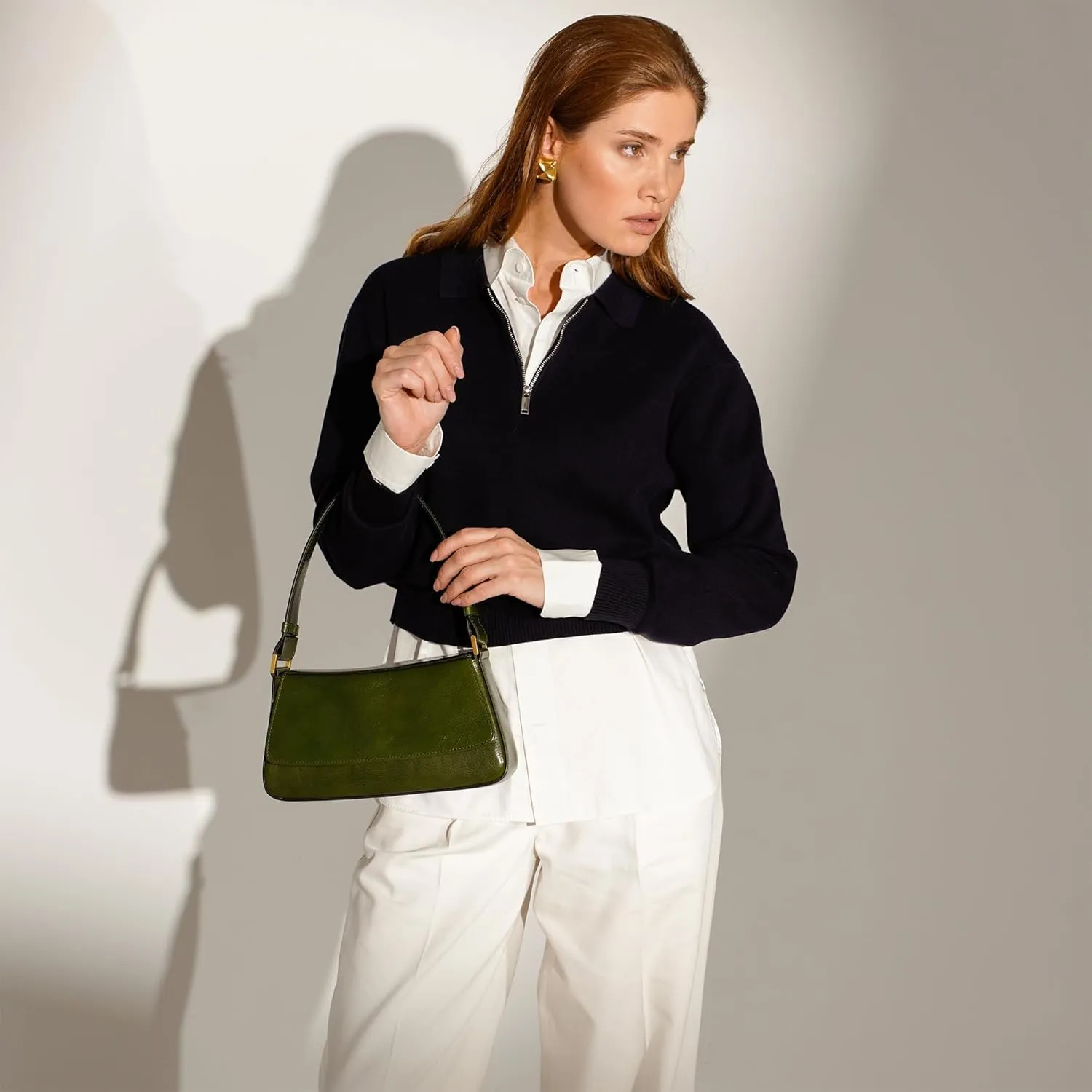 Time Resistance Leather Handbag - Full-Grain Leather Purse for Women - Shoulder Bag Made in Italy