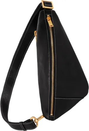 Time Resistance Leather Sling Bag - Full-Grain Leather Bag - Chest Bag for Men and Women