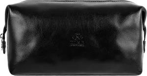 Time Resistance Leather Toiletry Bag Cosmetic Case Italian Classy Dopp Kit