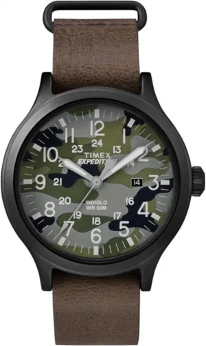 Timex Men's 'Expedition' Quartz Brass and Leather Casual Watch, Color:Brown (Model: TW4B066009J)