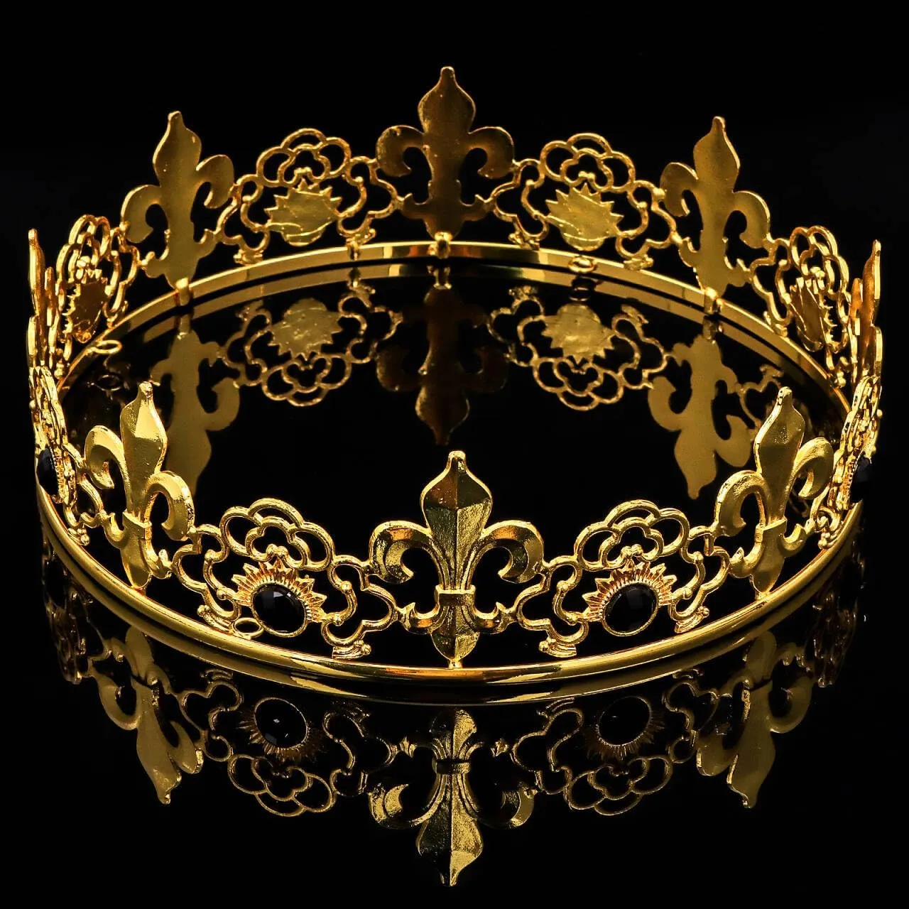 TOBATOBA King Crowns for Men, Gold King Prince Crown, Medieval Renaissance Prom Cosplay Birthday Halloween Hair Accessories