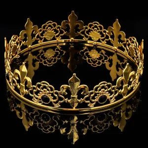 TOBATOBA King Crowns for Men, Gold King Prince Crown, Medieval Renaissance Prom Cosplay Birthday Halloween Hair Accessories