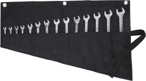 Tool pouch, Heavy Duty 16oz Waxed Canvas Wrench Roll Up Bag, Multi-Purpose Tool Pouch For Metric, SAE (Black)