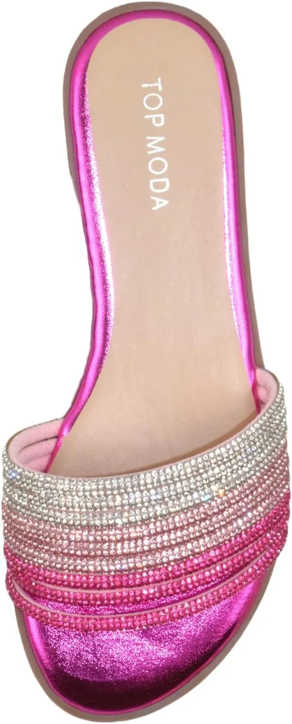 TOP Moda Shoes Women Formal/Casual Flip Flops Sandals Bling Rhinestone Slides Multi Straps GRAND-56