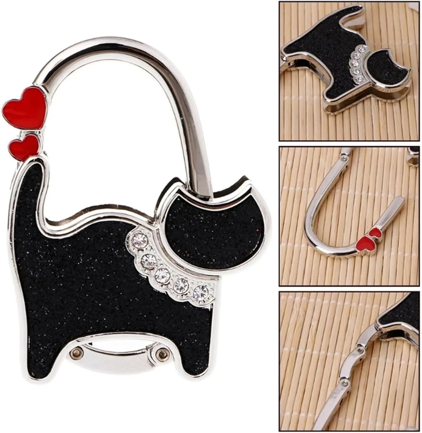 TopHomer Cartoon Cat Design Foldable Handbag Portable Hanger Mini Heavty Duty Folding Purse Table Hook Holder