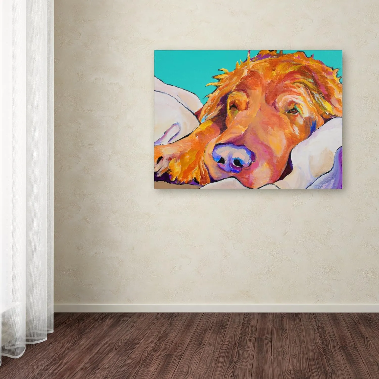 Trademark Fine Art Snoozer King by Pat Saunders-White Canvas Artwork with Wooden Frame, 18 by 24-Inch