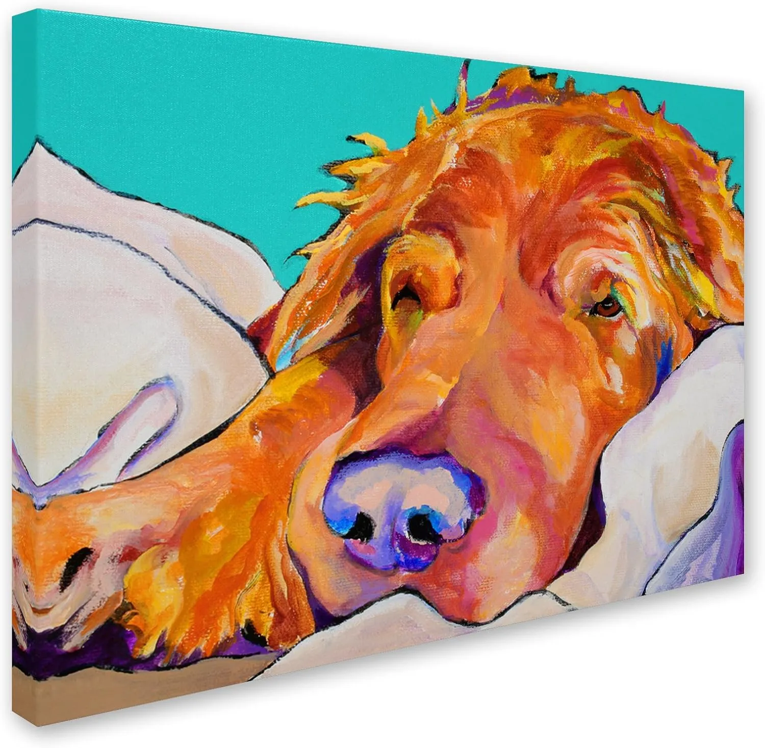 Trademark Fine Art Snoozer King by Pat Saunders-White Canvas Artwork with Wooden Frame, 18 by 24-Inch