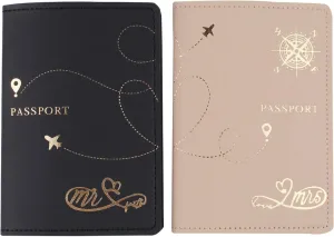 Travel Holder Set,Honeymoon Gift,Slim Passport Case Covers and Organizer Slots Couple Travel Luggage Tags,Wedding Bridal,